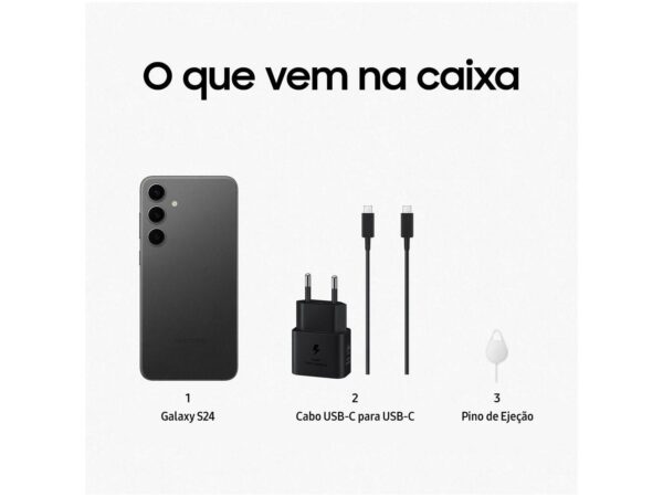 Smartphone Samsung Galaxy S24 6,2" Galaxy AI 256GB Preto 5G 8GB RAM Câm. Tripla 50MP + Selfie 12MP Bateria 4000mAh Dual Chip - Image 3