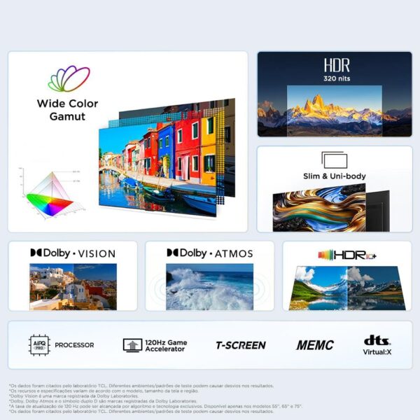 Smart TV 55” Ultra HD 4K TCL 55P755 LED com Google TV, Dolby Vision e Atmos, HDR10+, Wi-Fi, Bluetooth, Google Assistente e Design sem Bordas - Image 5